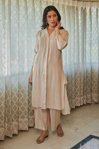 Kapraaaha Striped Tunic & Pant Set 