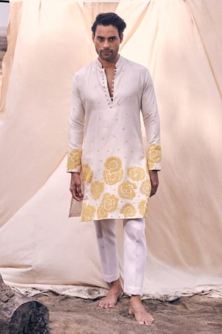 Kaaj Button x AZA Floral Applique Embroidered Kurta Set 