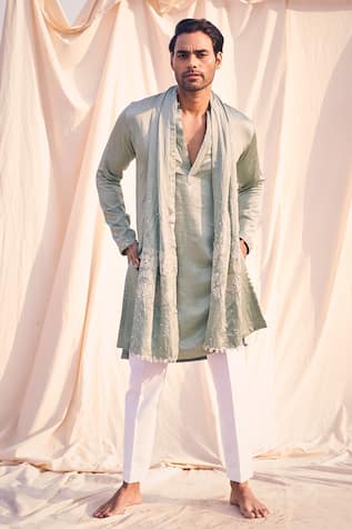 Kaaj Button x AZA Mirror Placket Embroidered Kurta Set 