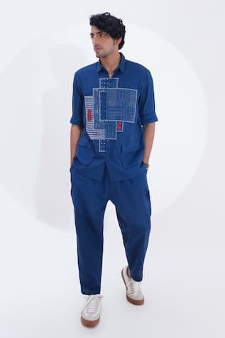 Geometric Print Shirt With Pant 