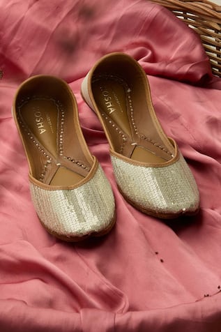 Sahiba Sequin Hand Embroidered Leather Juttis 