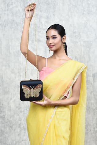 THE TAN CLAN Nigah Hand Embroidered Butterfly Clutch 