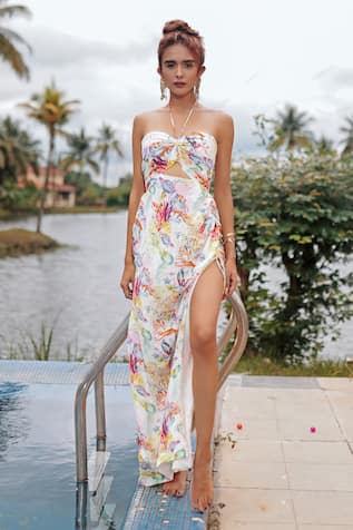 The Long iLand Marine Print Halter Neck Gown 