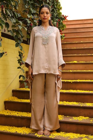 Ajiesh Oberoi Jhilmil Embroidered Kaftan & Palazzo Set 