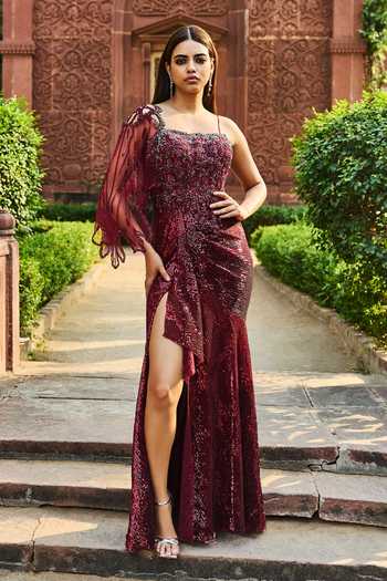 Dolly J Benaisha Embroidered Draped Gown 