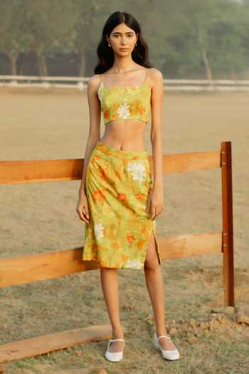 Raasa Bloom Print A-Line Skirt 