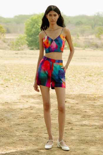 Raasa Color Blast Print Crop Top 