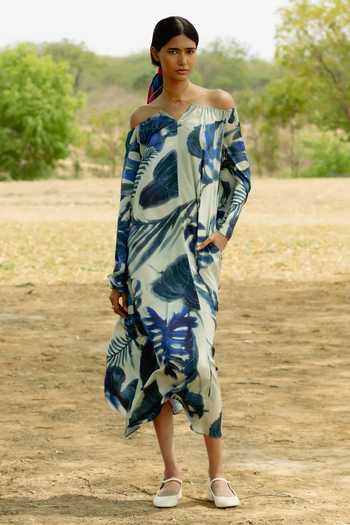 Raasa Tropical Bliss Print Halter Neck Dress 