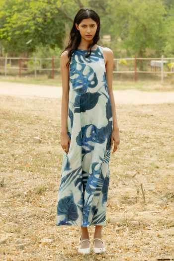 Raasa Fleur Park Print Halter Neck Midi Dress 