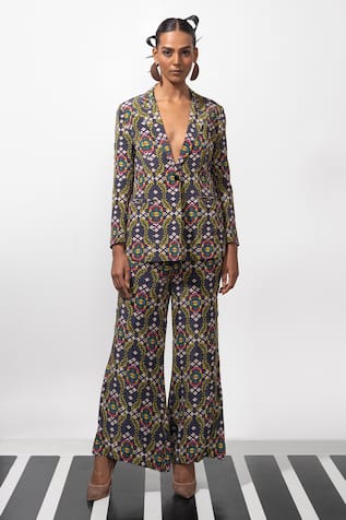 Nautanky Wild Orchid Blazer & Pant Co-ord Set 