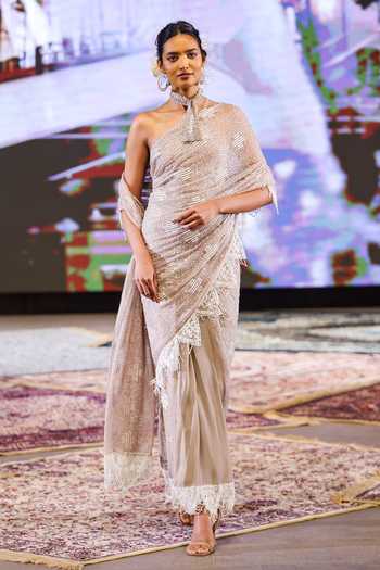 Rina Dhaka Bead Tassel Embroidered Concept Saree With Blouse 