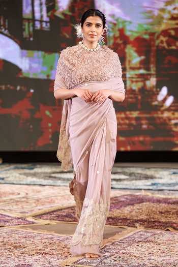 Rina Dhaka Floral Lace Embroidered Saree With Blouse 