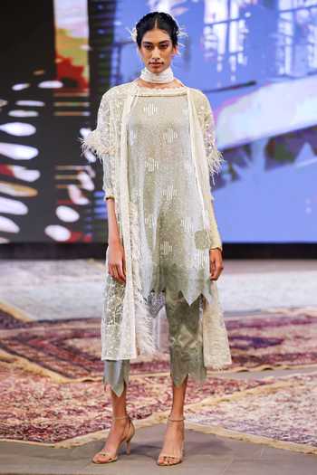 Rina Dhaka Sequin Embroidered Jacket Kurta & Pant Set 