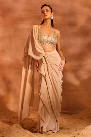 Divya Aggarwal Orla Draped Concept Saree With Embellished Blouse 