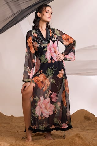 Divya Aggarwal Phoebe Floral Print Slit Kaftan 