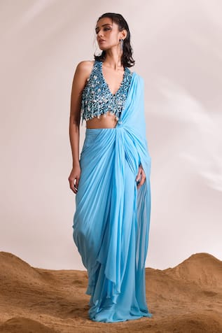 Divya Aggarwal Renee Pre-Draped Slit Saree With Blouse 