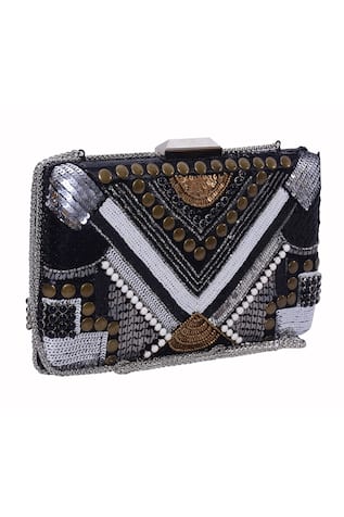 JASBIR GILL Sequin Embellished Box Clutch 