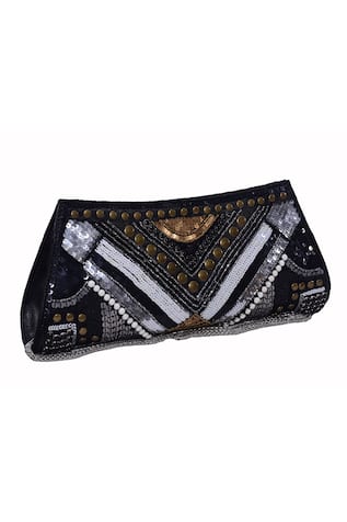 JASBIR GILL Metallic Stud Embellished Box Clutch 