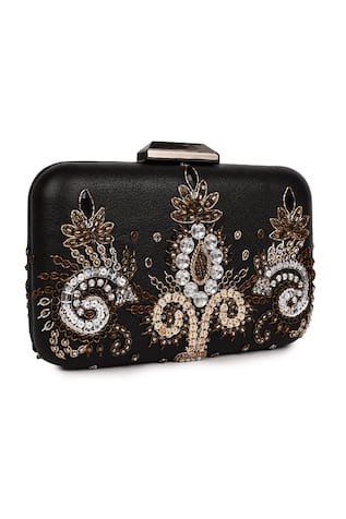 JASBIR GILL Zardozi Embroidered Leather Clutch 