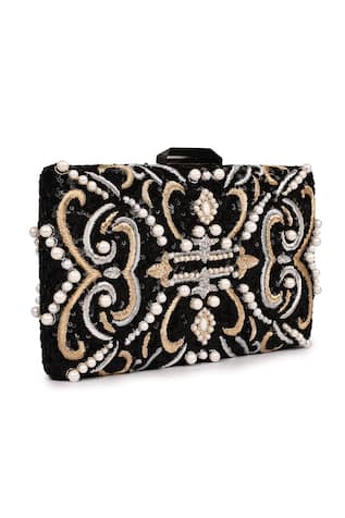 JASBIR GILL Pearl & Sequin Embroidered Clutch 