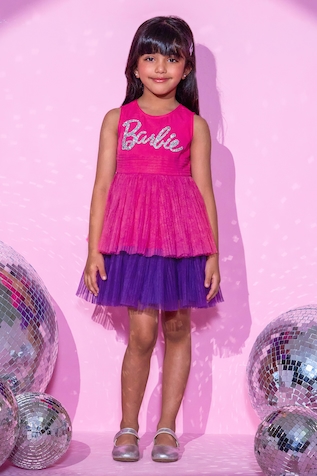 LIL DRAMA Barbie Patch Embroidered Layered Dress