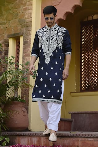 Ankit V Kapoor Dhanbai Floral Thread Embroidered Kurta & Salwar Set 