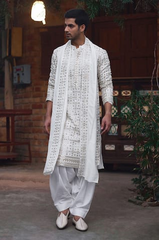 Ankit V Kapoor Rahat Mirror & Thread Embroidered Kurta Salwar Set 