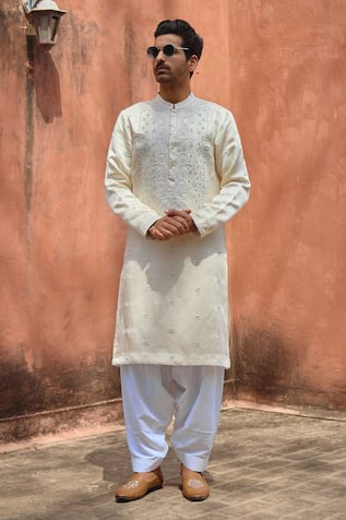 Ankit V Kapoor Roopangarh Paisley Thread Embroidered Kurta & Salwar Set 