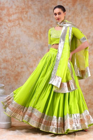 POMCHA JAIPUR Gota Embellished Lehenga Set 