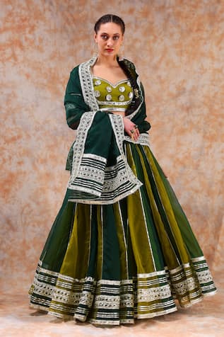 POMCHA JAIPUR Gota Stripe Embellished Lehenga Set 