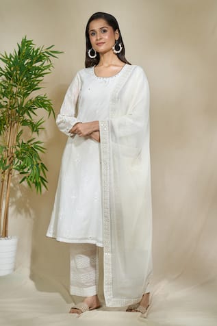 The Home Affair Blossom Print Kurta Pant Set 