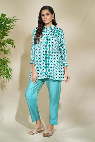 The Home Affair Retro Print Shirt With Pant 
