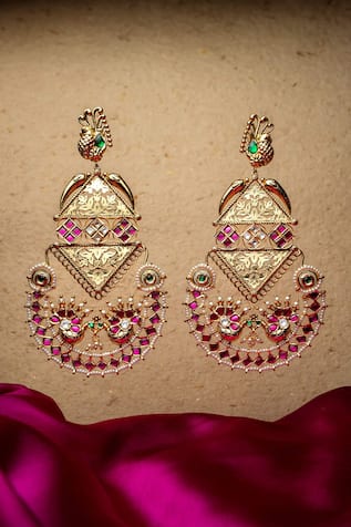 Nayaab by Sonia Gauri Rani Stone Studded Geometric Chandbalis 