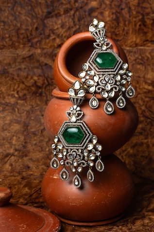 Nayaab by Sonia Maharani Polki Studded Floral Chandelier 