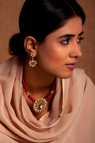Neeta Boochra Chand Bloom Kundan Embellished Earrings