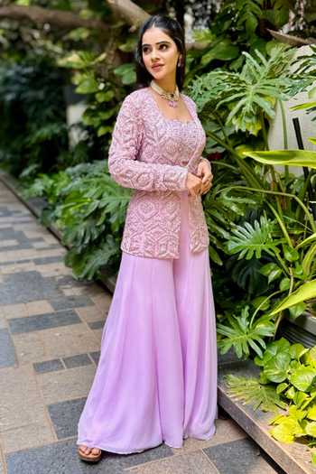 Richa Jaisinghani Label Embellished Jacket & Palazzo Set 