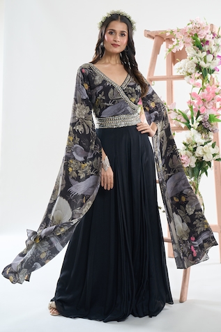 Basanti - Kapde Aur Koffee x AZA Floral Print Draped Jumpsuit