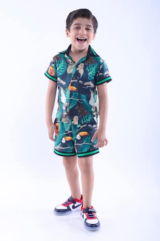 LA DEE DA Jungle Print Shirt With Shorts 