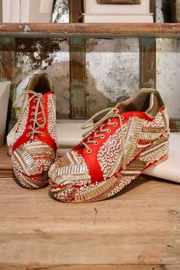 Tiesta Poppy Bridal Sneaker Platform Wedges 