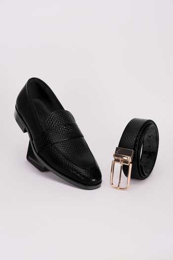 Bubber Couture Jackson Mesh Pointed-Toe Moccasin Shoes & Belt Set 