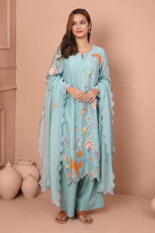 Shetab Kazmi Patchwork Floral Kurta Palazzo Set 