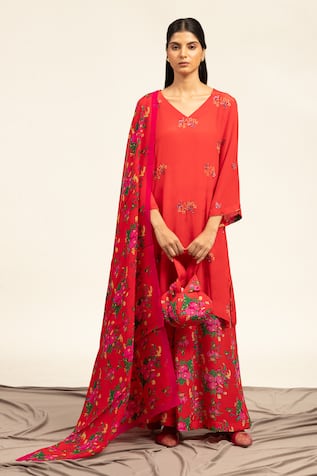 Shetab Kazmi Sequin Embellished Kurta Printed Sharara Set 