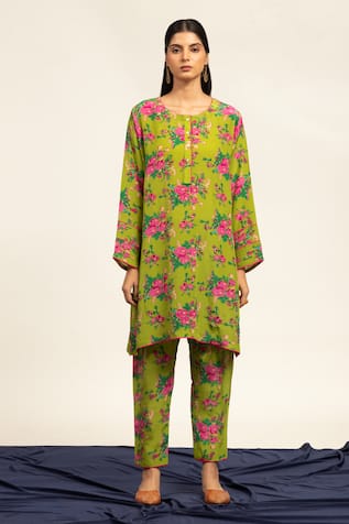 Shetab Kazmi Printed Sequined Kurta With Salwar 