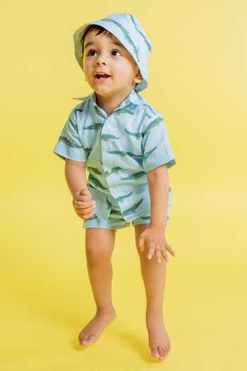 MR Brat Crocodile Print Shirt With Shorts 