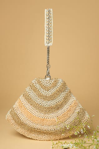 Clutch'D Color Block Pearl Embellished Bag 