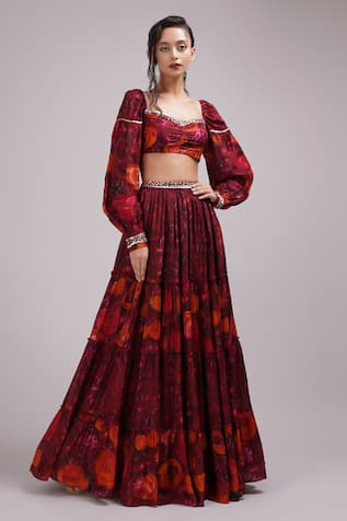 Breathe by Aakanksha Singh Marguerite Abstract Print Lehenga With Blouse 