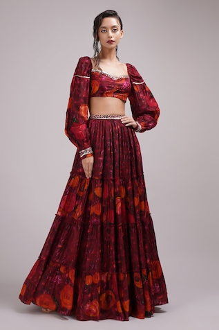 Breathe by Aakanksha Singh Marguerite Abstract Print Lehenga With Blouse
