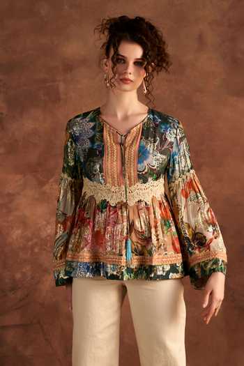 Verb By Pallavi Singhee Floral Print Peplum Top 