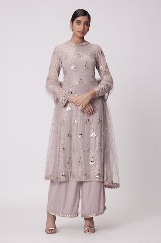 Vvani By Vani Vats Mirror Embroidered Kurta Pant Set 