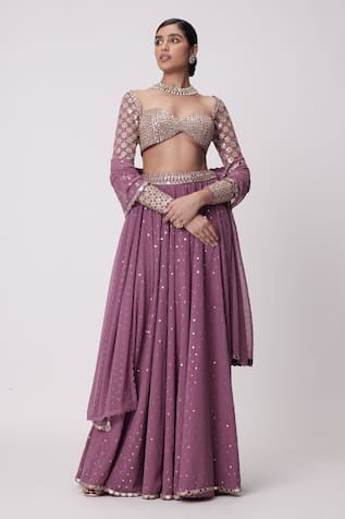 Vvani By Vani Vats Mirror Butti Embroidered Lehenga Set 